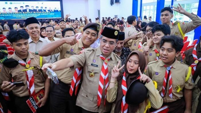 Pesantren Kilat (Sanlat) Ramadan bagi Praja Muda Karana (Pramuka) Penegak dan Pandega se-Jabodetabek di Balai Besar Pelatihan Vokasi dan Produktivitas (BBPVP) Bekasi, Jawa Barat, pada Minggu (8/3/2026). Foto: HO/Biro Humas Kemnaker