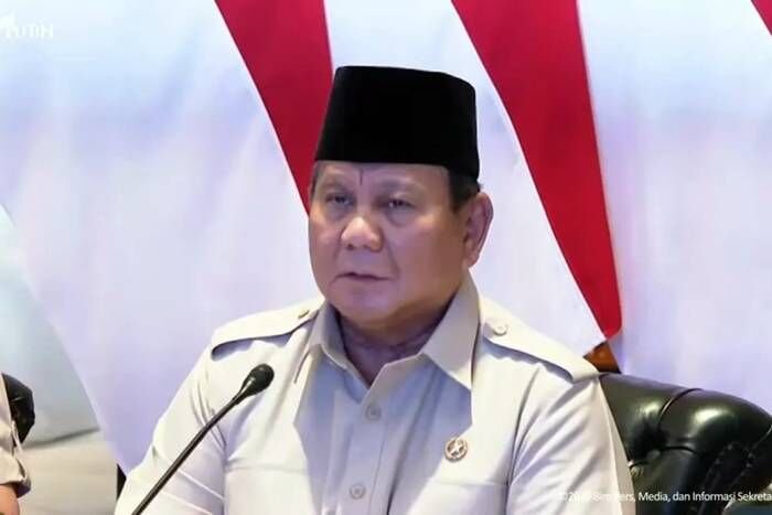 Presiden Pranowo Subianto saat berpidato secara virtual dalam agenda peresmian 218 jembatan di berbagai daerah, dilihat dari YouTube Sekretariat Presiden di Jakarta, Senin (9/3/2026). FOTO: ANTARA/HO-Sekretariat Presiden