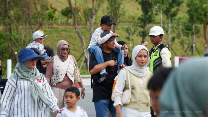Simfoni Swara Nusantara mengiringi keramaian masyarakat yang datang berkunjung ke Kawasan Inti Pusat Pemerintahan (KIPP) Nusantara, pada Sabtu (28/03/2026). Foto: HO/Humas Otorita IKN