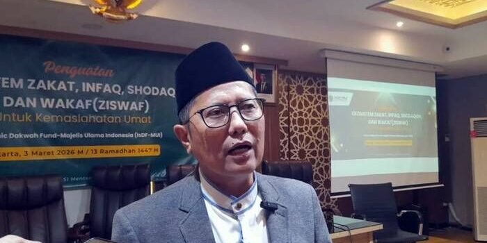 Wakil Ketua Umum MUI Cholil Nafis saat ditemui di Gedung MUI, Jakarta Pusat, Selasa (3/3/2026). FOTO: ANTARA/Lintang Budiyanti Prameswari