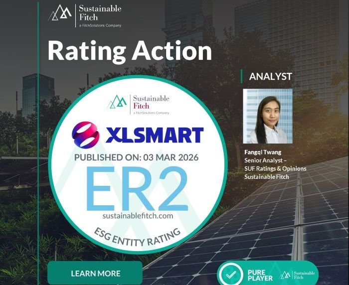XLSMART berhasil meraih Entity Rating “2” dengan skor 67 dari Sustainable Fitch. Foto: HO/XLSMART